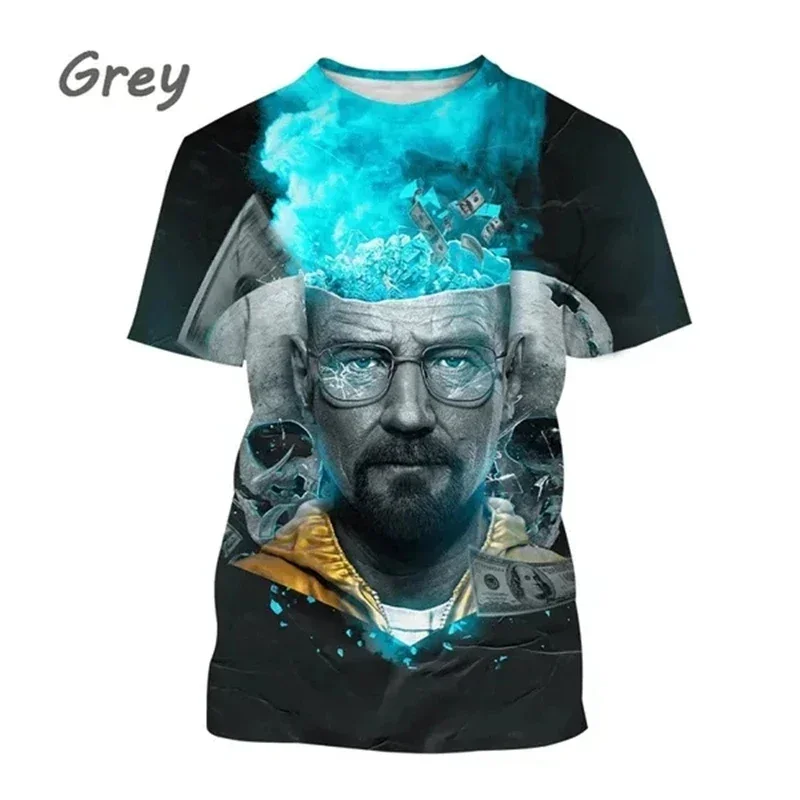 

Men's Cool Break Evil T-shirt, Cool Boy Movie, Heisenberg 3D Printing, Casual T-shirt, Short Sleeve, Collar Top, Men's Wear,