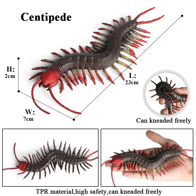 Funny Rubber Centipede Insects TPR Simulation Animal Model Halloween Children\'s Scary Soft Pinch Fun Stress Relief Venting Toys