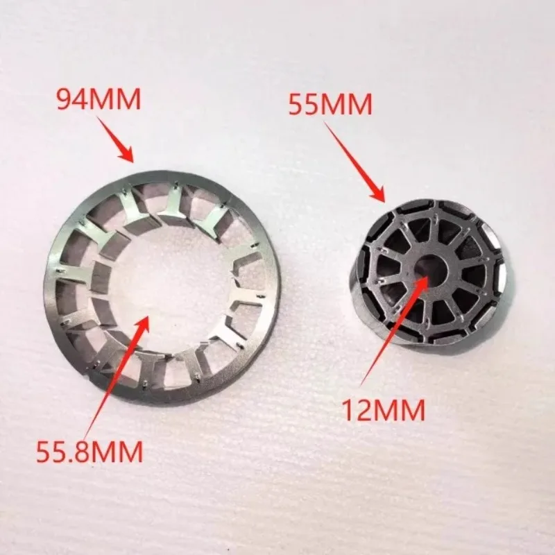 

12-Pole Brushless Motor Generator Stator Rotor Iron Core - Outer Diameter 94mm * Inner Diameter 55.8mm for Electrical Motors