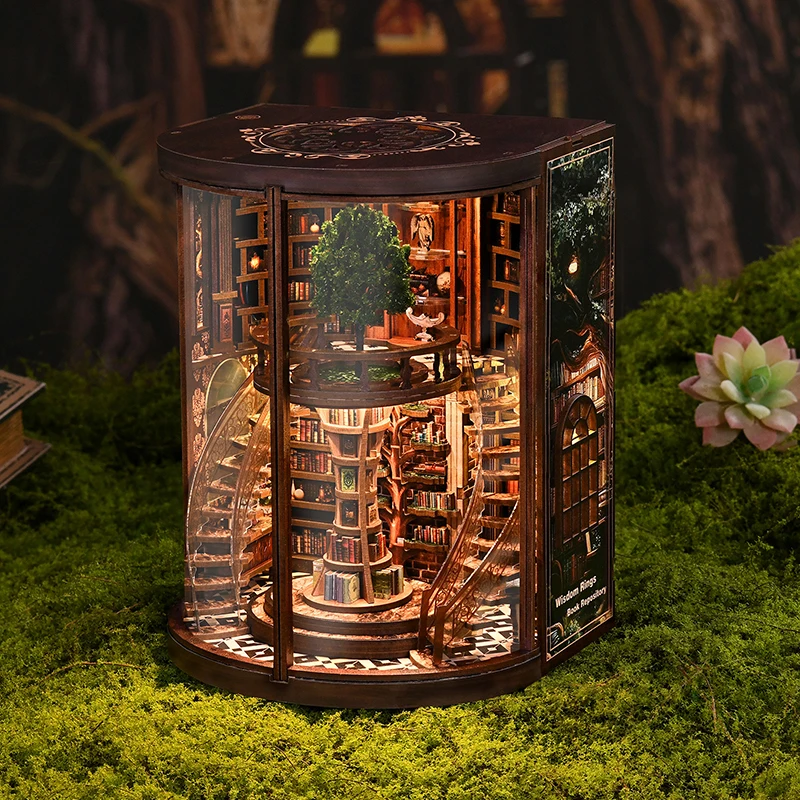 Wooden Assembly Building Model Decorative Pieces Cisas Birthday Gifts Wisdom Ring Bookelf DIY Little House Model