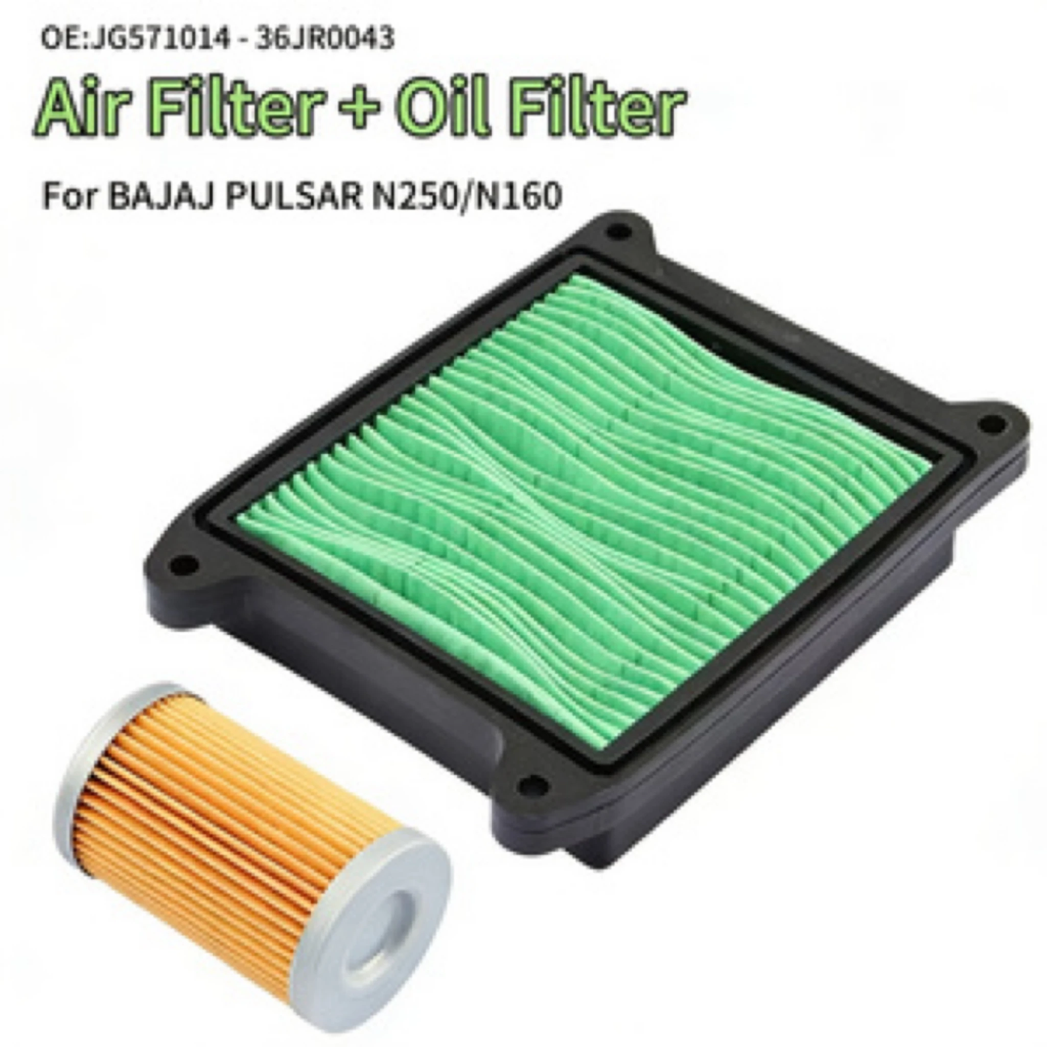 Filtro de aire para motocicleta + juego combinado de filtro de aceite, protección de motor de alto rendimiento para Bajaj Pulsar N250 N160 Motocross Dirt Bike