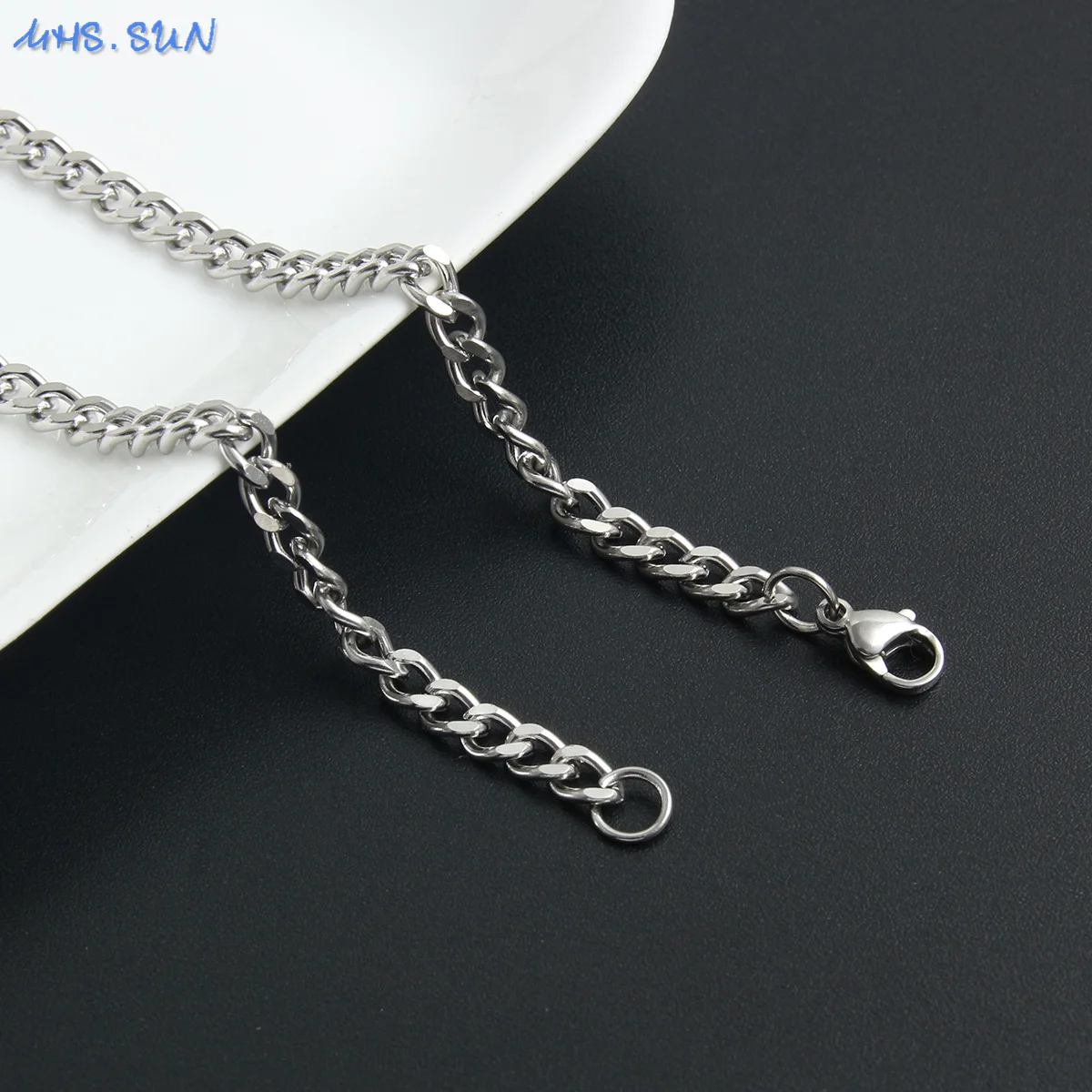 SUNSLL 2/3/4/6MM Width Cuban Chain Necklaces Unisex Stainless Steel Silver Color Different length Classic Jewelry Accessories