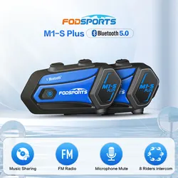 Fodsports M1-s Plus Motorcycle Helmet Intercom Bluetooth Headset 8 Rider Grouping Bt Interphone Moto FM Radio Music Sharing