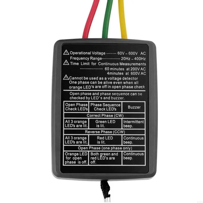 3 Sequenze fase Ordine Presenti I rilevatori indicatore del controllo rotazione 60V-600V