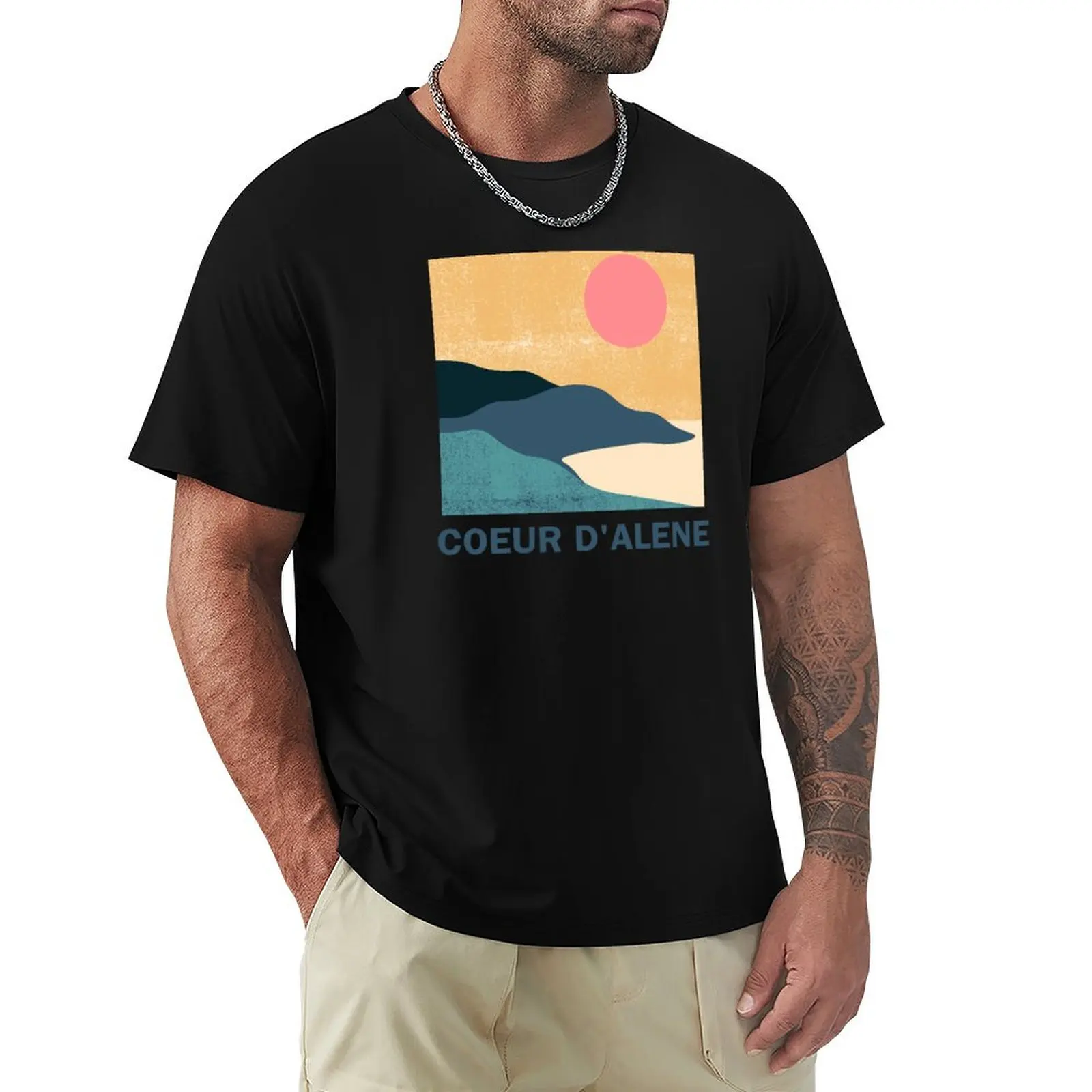 Coeur d'Alene, Idaho T-Shirt Vintage Print Crew Neck Tee