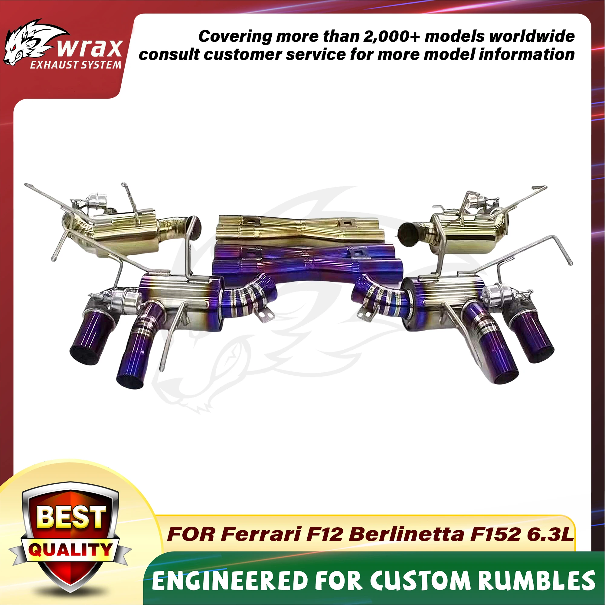

Titanium Catback Exhaust System for Ferrari F12 Berlinetta F152 6.3L X-tube design Aggressive Sport Sound