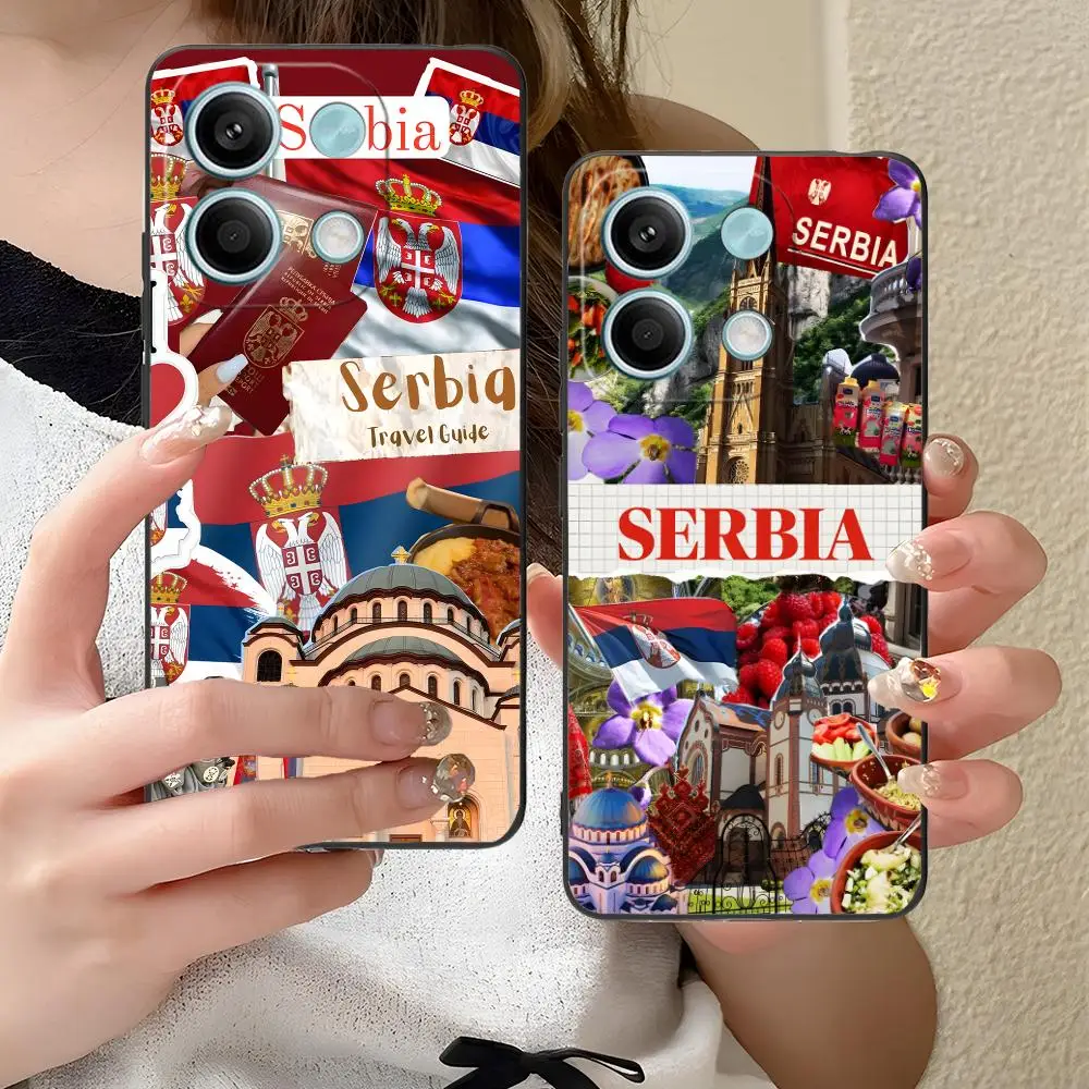 صربيا العلم المحمول قضية الهاتف الخليوي ل Xiaomi Redmi ملاحظة 14 13 12 11 S برو زائد 4G 5G اللون الطباعة غطاء فاخر جميل #4
