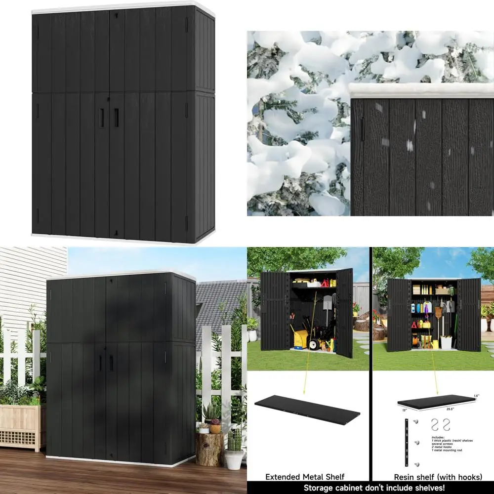 

Водонепроницаемые запираемые ящики для хранения на открытом воздухе для гаража и навесов, прочные пластиковые шкафы с напольной опорой, двуфункциональные Stora