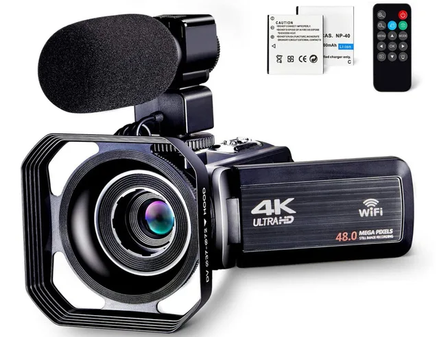 ウルトラHDビデオカメラ,wifi,4k,30mp,デジタルズーム,270度回転タッチ