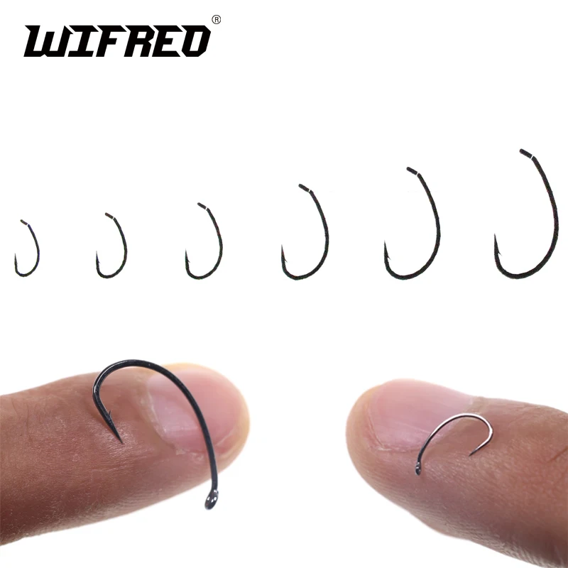 

Wifreo 20pcs/lot Wide Gap Curve Fly Hook Nymph Bug Shrimp Caddis Fly Tying Fish Hooks #6 #8 #10 #12 #14 #16 Black Nickle Finish