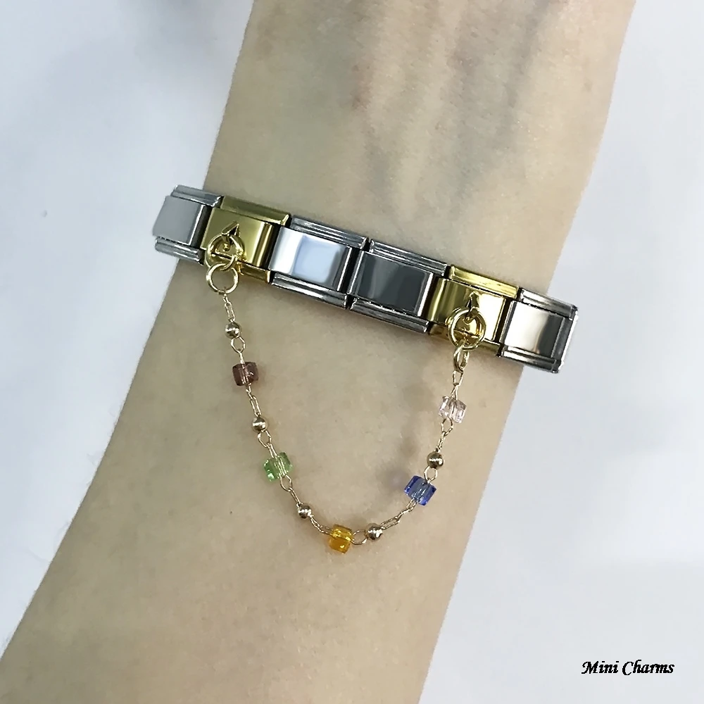 Modische Bunte Perlen 6 Stile Hängekette Italienische Charms Passend für 9mm Armband Edelstahl DIY Schmuck für Damen und Herren – Detail 4