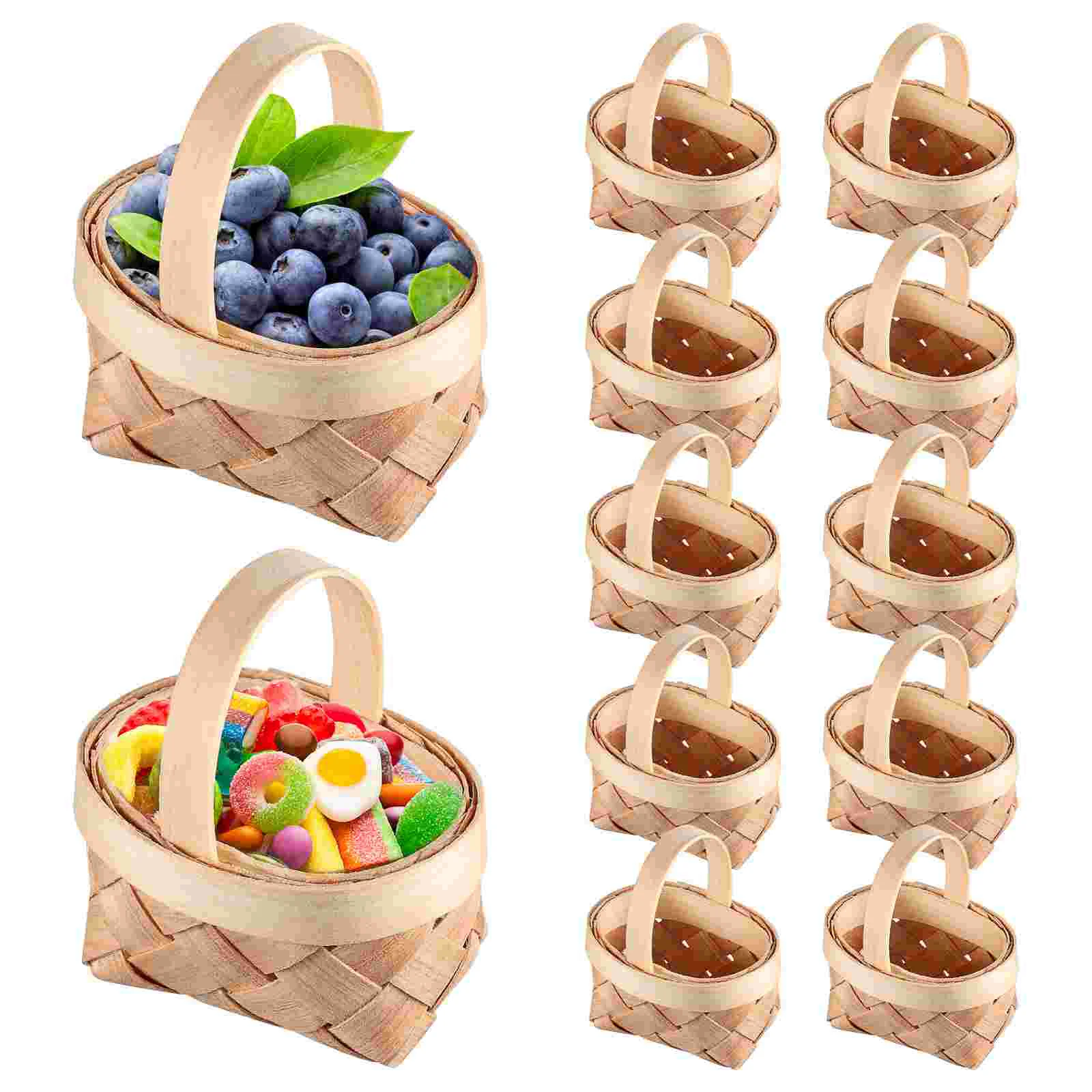 12 Pcs Woven Basket Wooden Baskets for Party Favors Manual Small Gift Baby Hamper