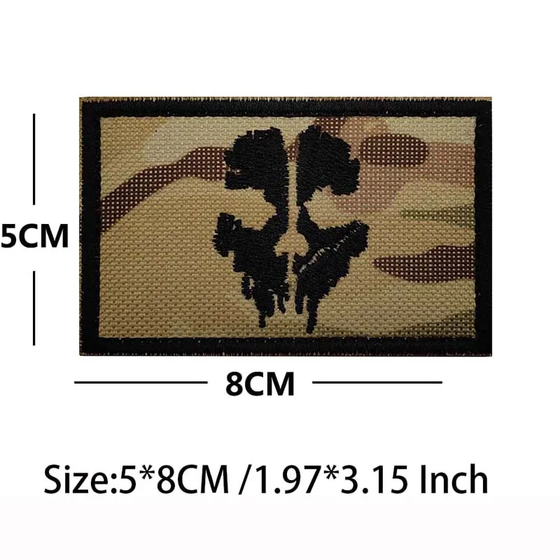 Piratenflagge, FOG Forward Observations Kleidungsabzeichen, Blackbeard Totenkopf Herz bestickte Applikation taktisches Emblem Hakenschlaufen-Aufnäher