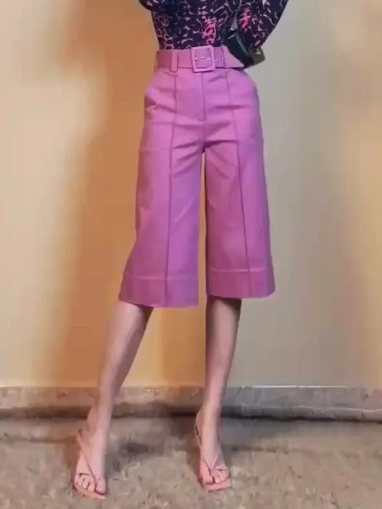 summer-2026-slimming-high-waist-wide-leg-shorts-women's-casual-pants-dragon-fruit-color-loose-fit-trousers-fashionable-access