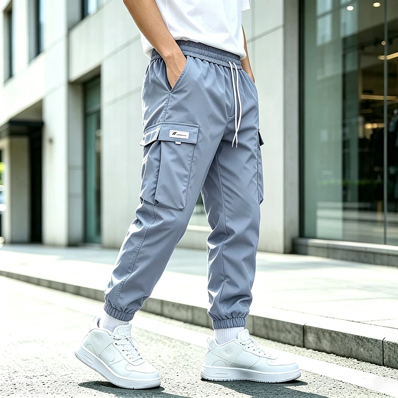 Men's Regular Fit Cargo Pants Casual Jogger Trousers Multi Pockets Elastic Waist Drawstring Tapered Cuffs Daily Outdoor Wear