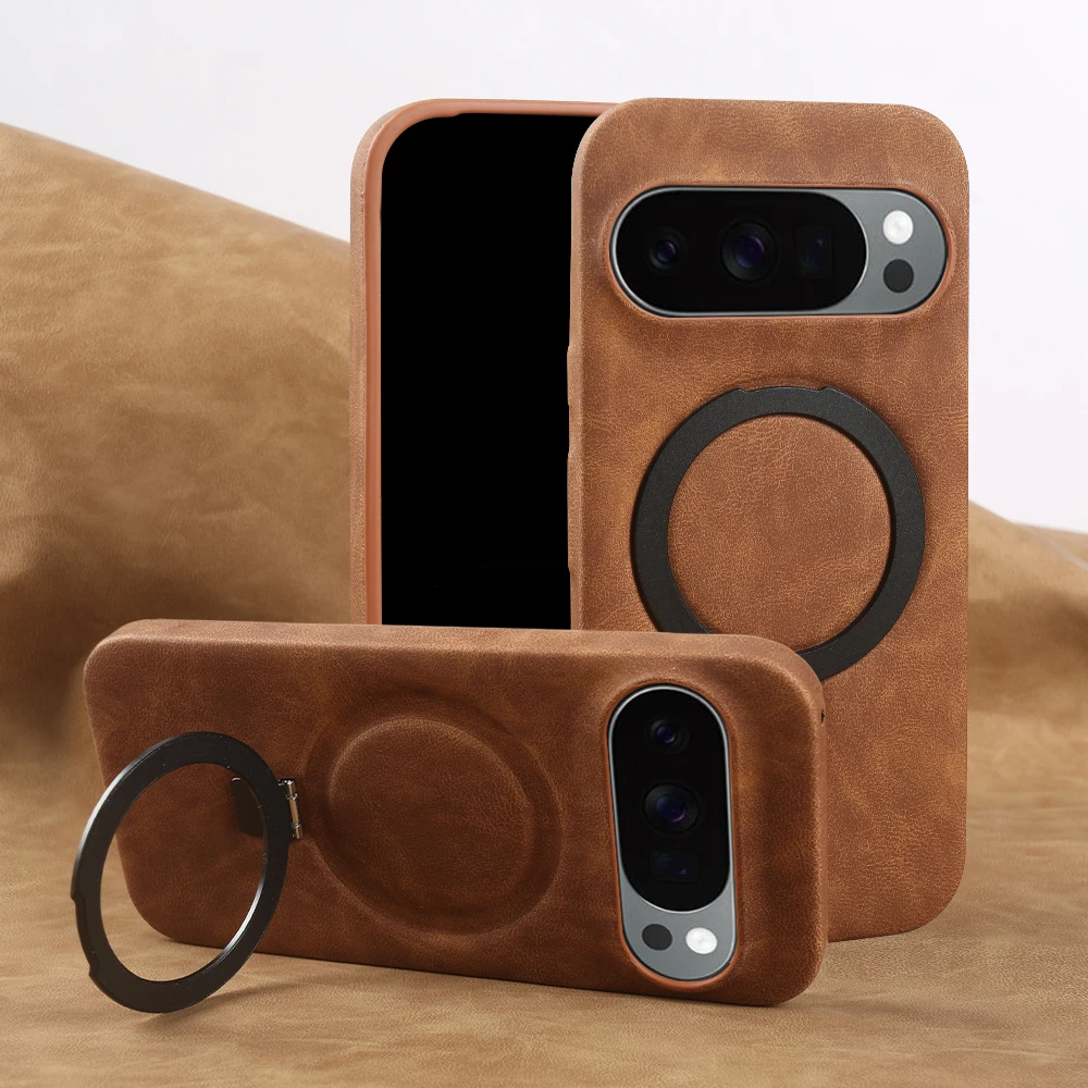 

Magnet Ring Stand Phone Case For Google Pixel 10 9 Pro XL 9A 8 8A 7 7A 6 6A Pro Premium PU Leather Case Magnetic Back Cover Case