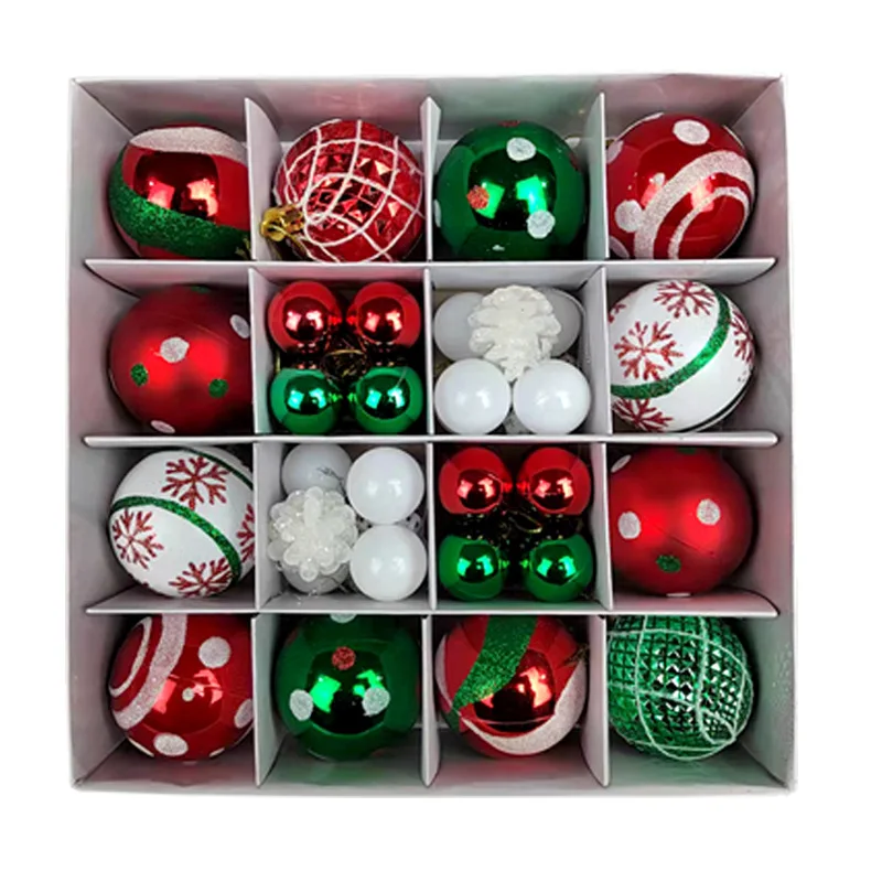 42pcs Christmas Ball Ornaments Shatterproof Clear Plastic Decorative Balls Set for Xmas Tree Holiday Decor Hooks Included