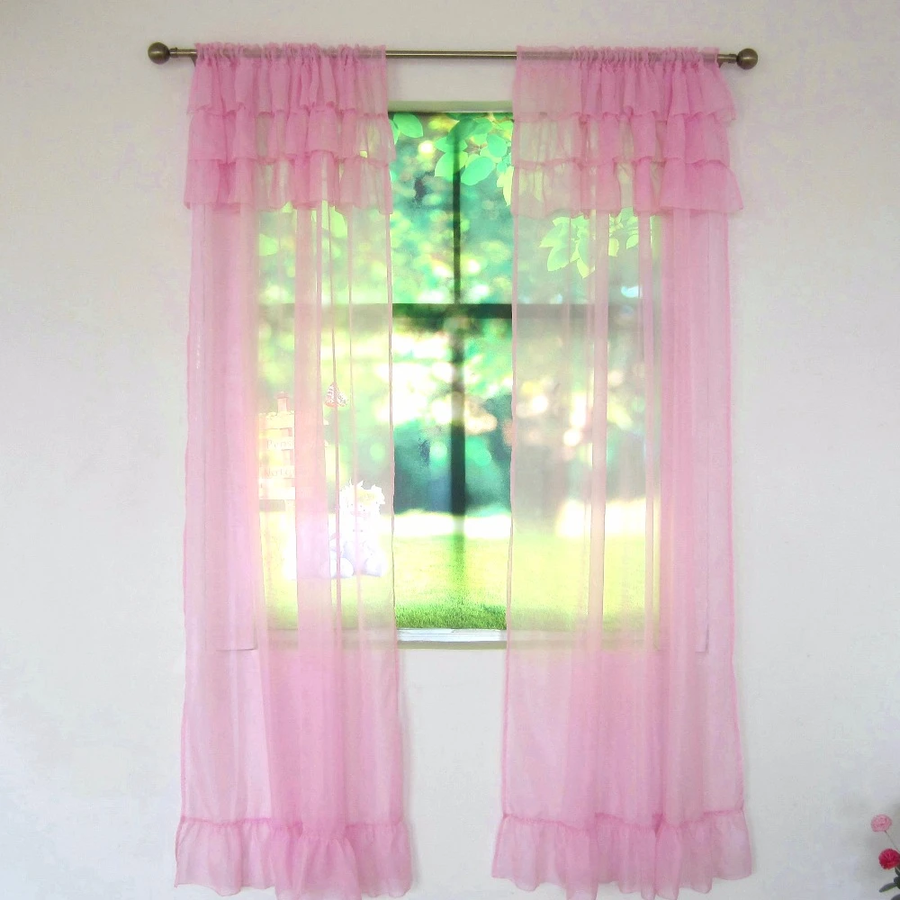 

Korean Lace Style Window Curtain, Finished, Solid Screens, Living Room, Bedroom, Soft Voile, Only 1 Panel