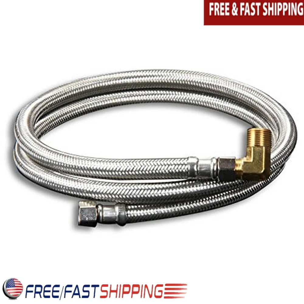 

27760PR-NL Премиальный бессвинцовый плетеный соединительный шланг для посудомоечной машины из нержавеющей стали премиум-класса с внутренней трубкой из ПВХ, сжатие 3/8 дюйма