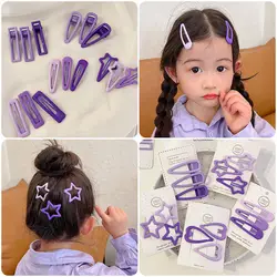 3pcs Children Purple Hair Clip Geometry Star Heart Ornament Hair Clips Baby Girls Sweet Barrettes Hairpins Kids Hair Accessories