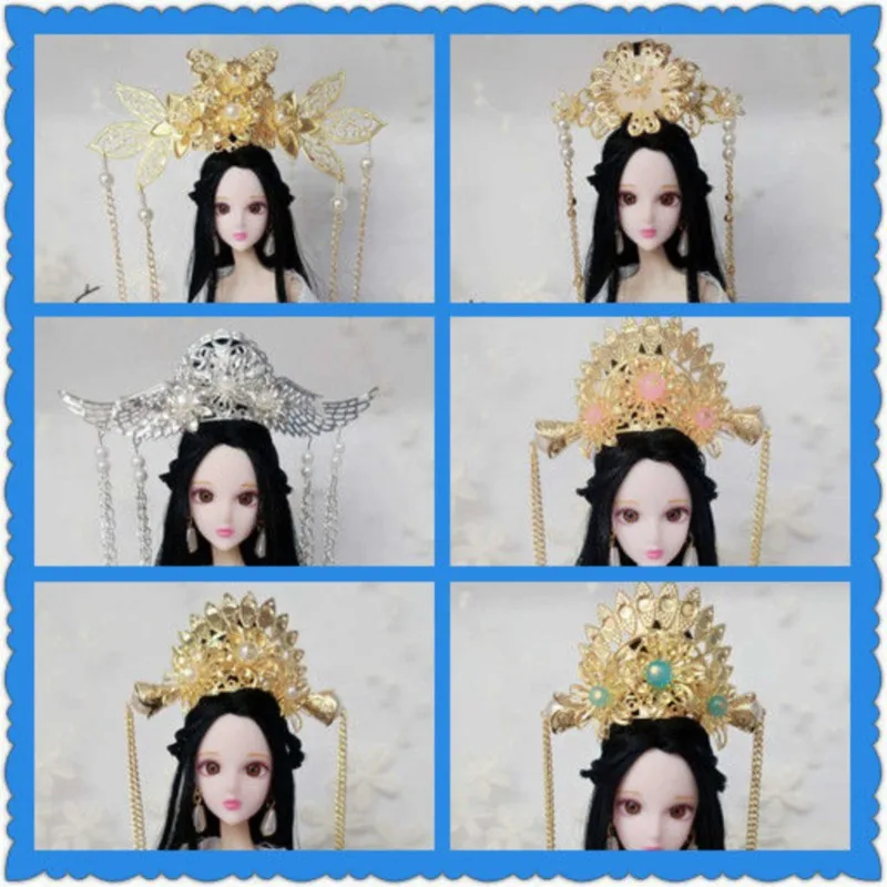 

2022 Ancient Doll Costume Headdress Doll Hair Accessories Chinese Traditional Step-Shaking Jewelry 30cm Doll Accessories LE055