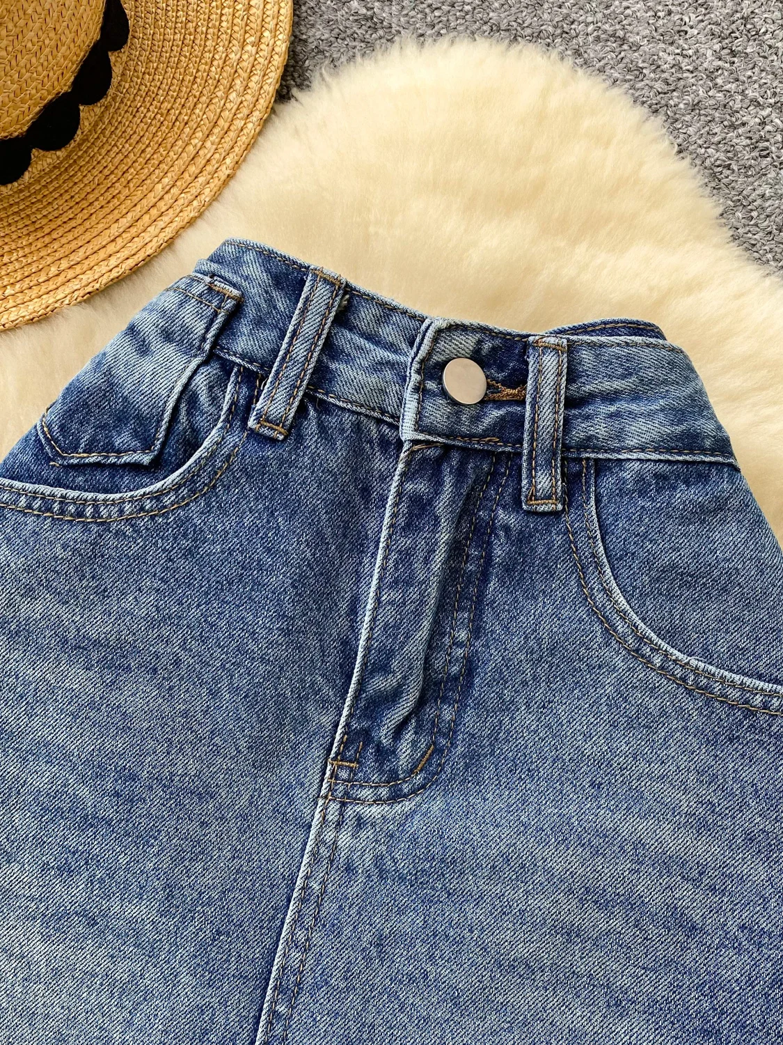Jupe trapèze taille haute en Denim pour femmes, jupe amincissante polyvalente, pour les déplacements Ci, en Fiber de Polyester, été
