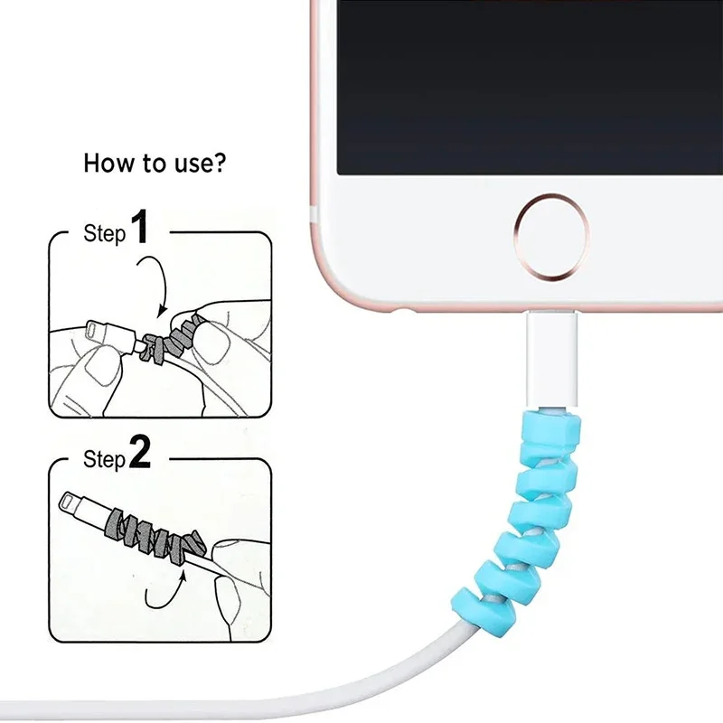 10PCS Cable Protector Cover Silicone Bobbin Winder for IPhone 13 Samsung S21 Xiaomi Poco Cable Charger Cable Cord Organizer Clip image 6