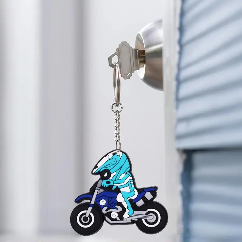 5Pcs Motocross Rider PVC Keychains Cute Cartoon Design Multiple Color Options For Motorcycle Fans Bag Decoration Small Gift
