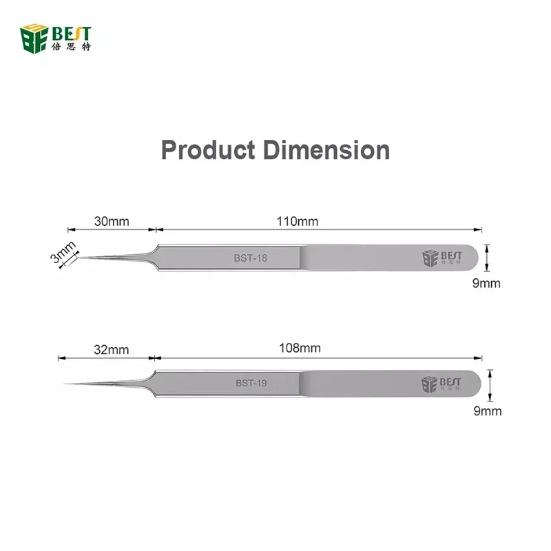 BST BST-18 BST-19 Ultra-precision Flying Line Tweezers Fine Sharp Needle for Mobile Phone Motherboard Chip Repair Tweezers Tool
