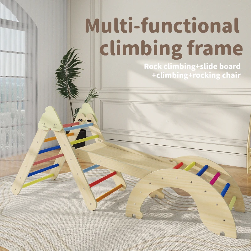 

Customized Indoor Wood Play Gym Climbing Frame Gym Toys for Indoor Playpaces Xiaowoniu
