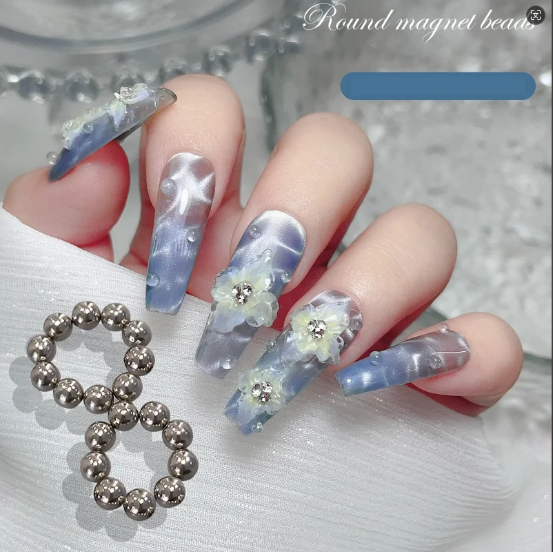 

2025 Magnetic Beads for Nail Art Water Ripple Cat Eye Magnetic Gel Magnet Beads Magnet Balls Nail Salon Tools