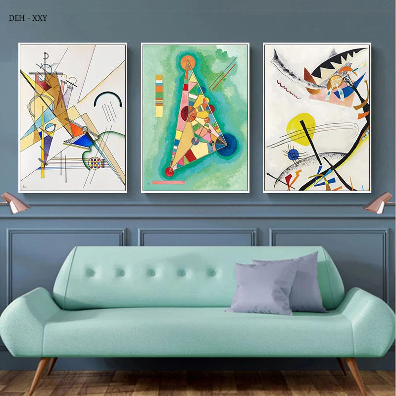 Wassily Kandinsky Artworks Posters Abstract Geometry Art Canvas Painting Colorful Simply Wall Art Pictures for Living Room Home