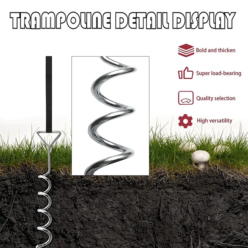 Trampoline Stakes Heavy Duty Trampoline Anchors Corkscrew Shape Stakes Anchor Kit For Trampolines, Swings, Garden Sheds