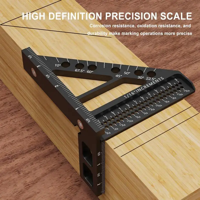 3D Multi Angle Measuring Ruler Aluminum Alloy Woodworking Square Protractor Multi Angle Measuring Tool High Precision Layout