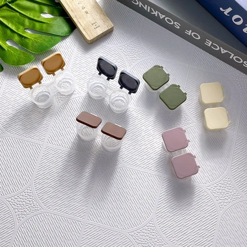 xgnvpy Compact Clamshell Contact Lens Case Twin Set Simple Fashionable Press Closure Colorful Options Companion Portable