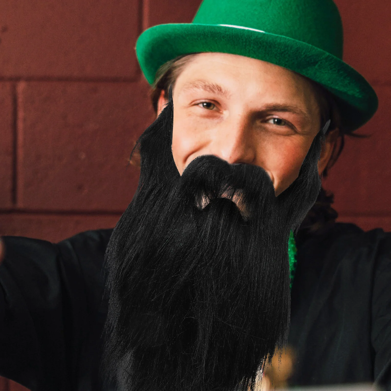 Realistic Black Beard Fake for Men Large Full Facial Hair Prop for Halloween Costume Party Cosplay Accessory Fake Beard