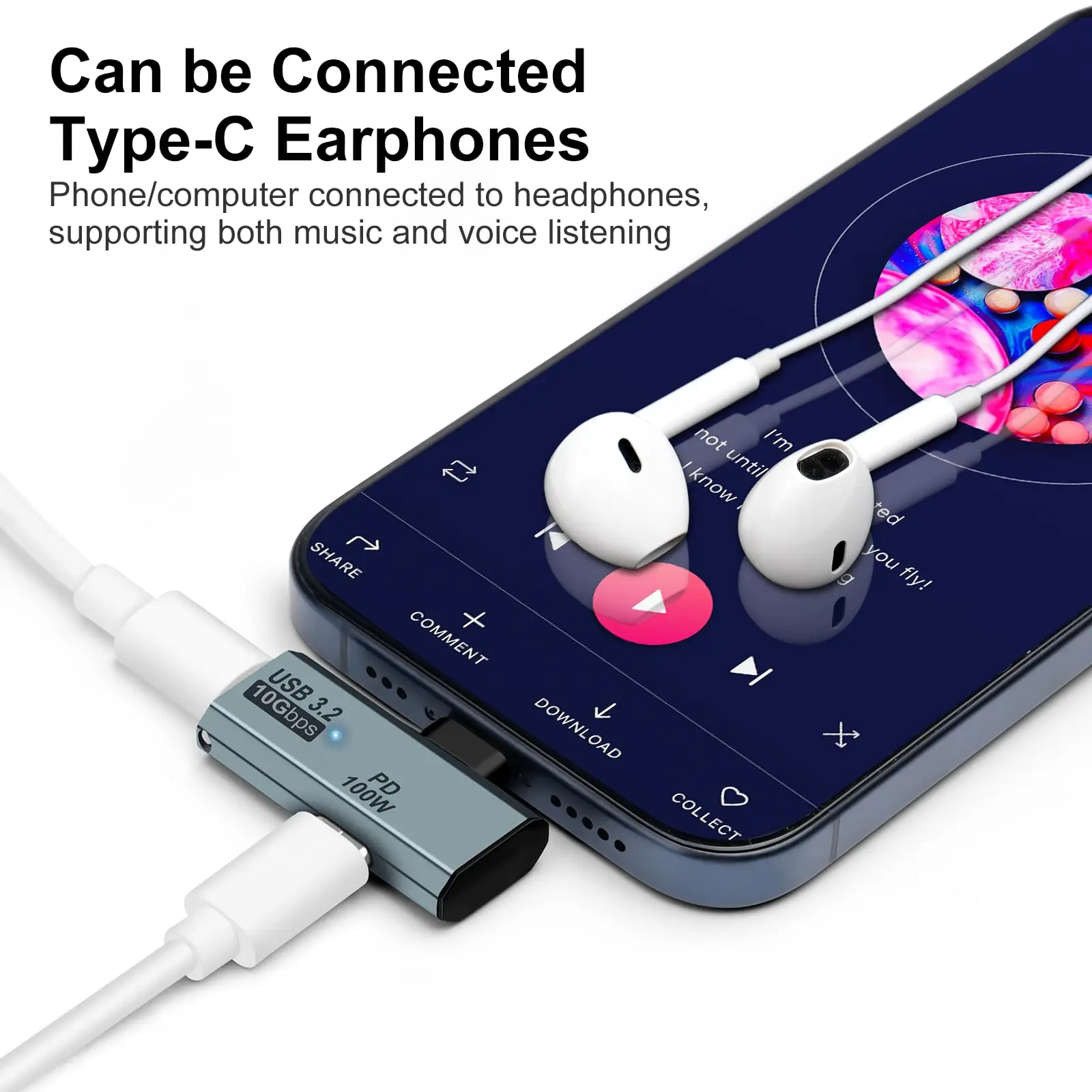 USB-C OTG-adapter - Type-C 100 W PD-opladen, dubbele USB-C-splitter voor iPhone 15 Pro Max, MacBook, Samsung Galaxy S22/S23