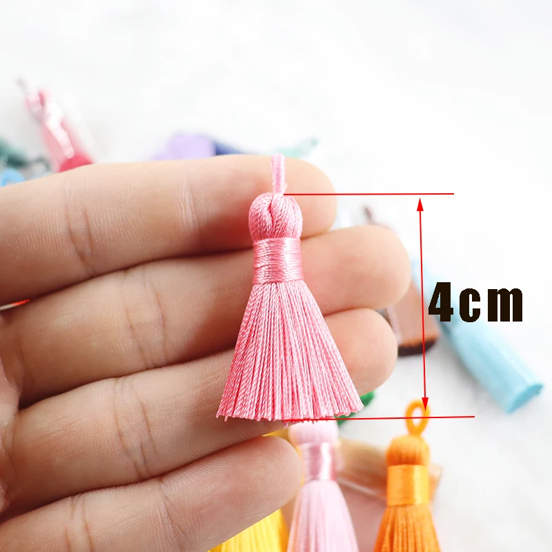 Borlas de seda de poliéster para manualidades, borlas verticales de decoración, joyería DIY, accesorios para cortinas de costura, 5/10 piezas, 4cm,