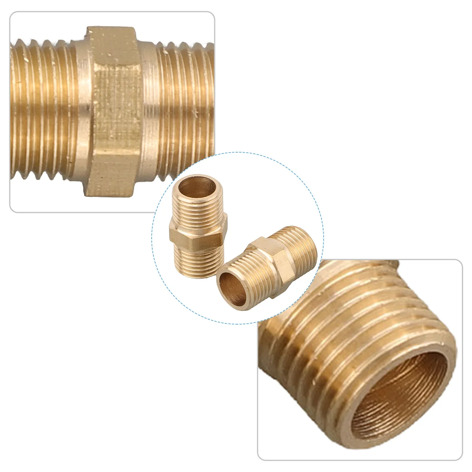 

5pcs Copper Thickened Double External Teeth Direct Water Inlet Pipe Joint Plumbing Faucet Lengthened All Copper Fixing Parts