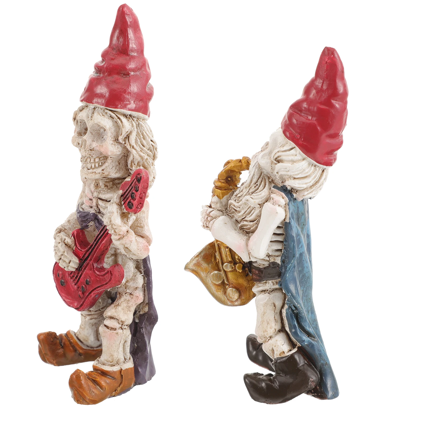

2pcs Garden Gnome Resin Statue Aquarium Decoration Outdoor Garden Decor Lawn Statues Small Halloween