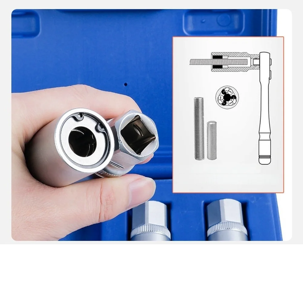 Double Head Bolt Extractor Tool for Broken Screw Removal Compatible with 1 2 Inch Square Drive Sizes 6 8 10 12mm