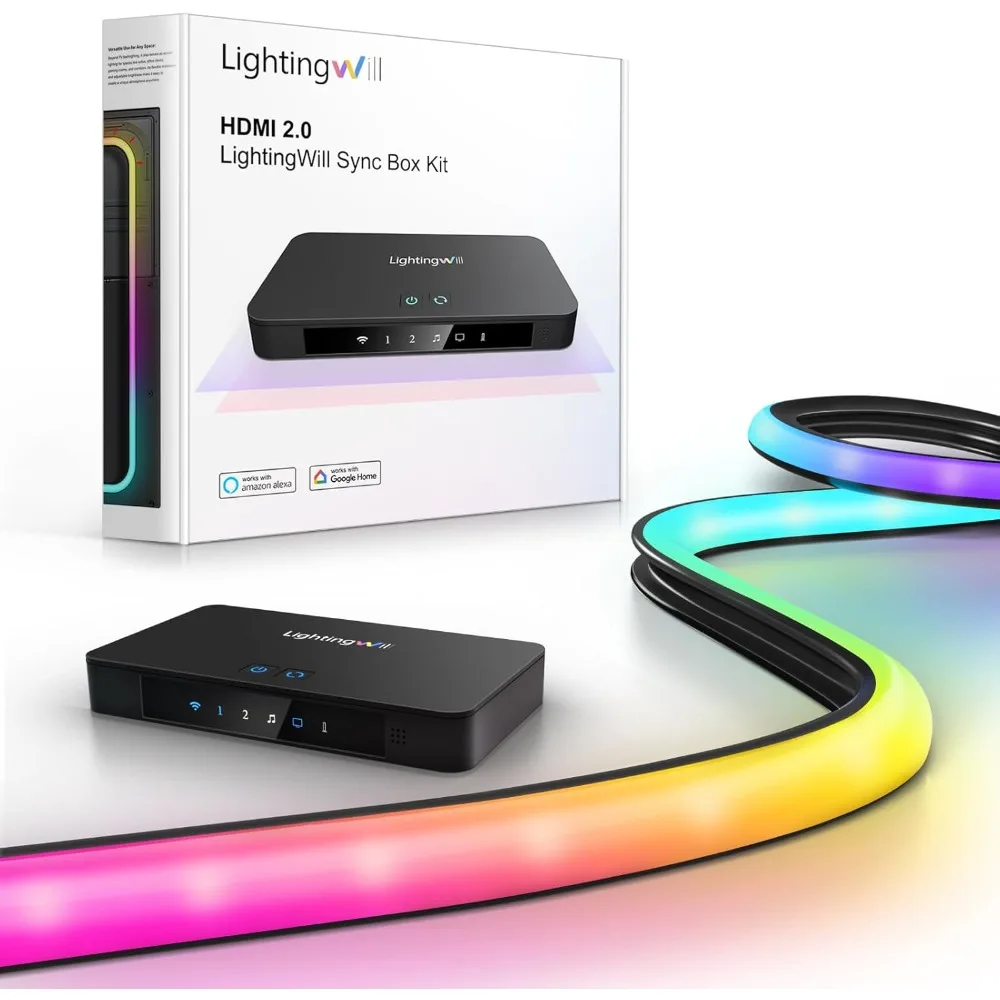 

LightingWill 12.47ft TV LED Backlight for 55-65 in, Smart RGB-IC LED Lights Sync with TV, TV Backlight with 4K HDR HDMI Sync Box