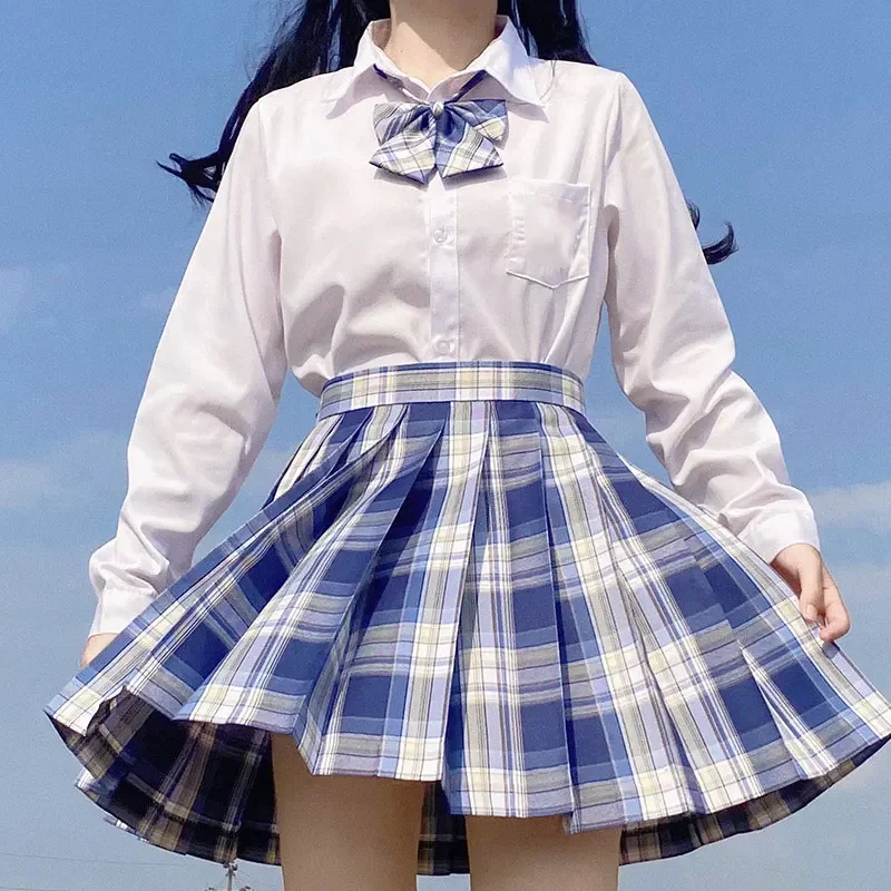 Японский матросский костюм Jk, Корейская школьная униформа для учащихся средней школы, белая рубашка с длинным рукавом, плиссированная юбка Seifuku, комплект для косплея