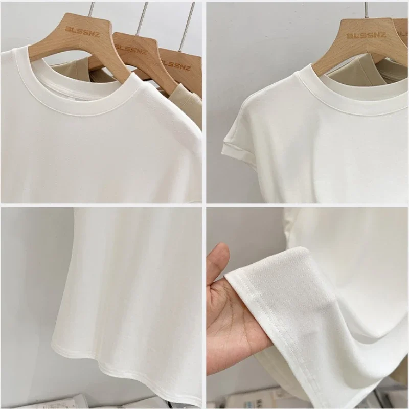 Camiseta Harajuku de cuello redondo para mujer, camiseta de manga corta de algodón ajustada a la moda, camisetas de verano para mujer, ropa nueva 2026