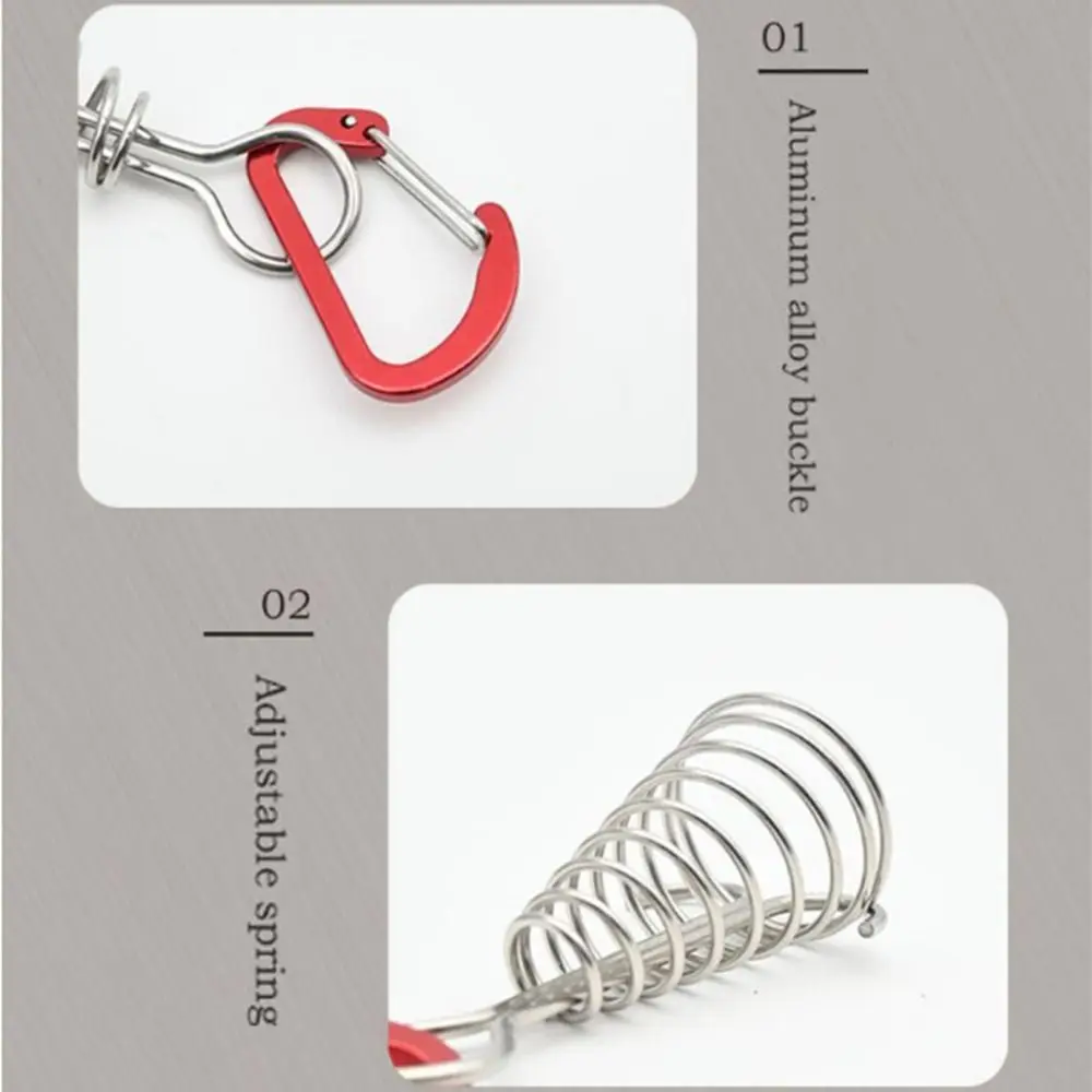 

6Pcs Stainless Steel Tent Octopus Rope Buckle Aluminum Alloy Spring Buckle Outdoor Camping Deck Nail Fishbone Portable