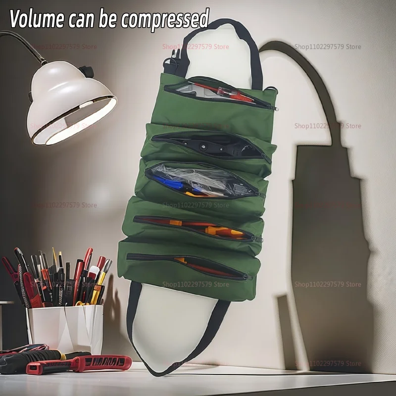Bolsa de herramientas duradera con diseño de desplazamiento, almacenamiento multifuncional para trabajadores, ingenieros, mantenimiento, Camping, organizador desmontable