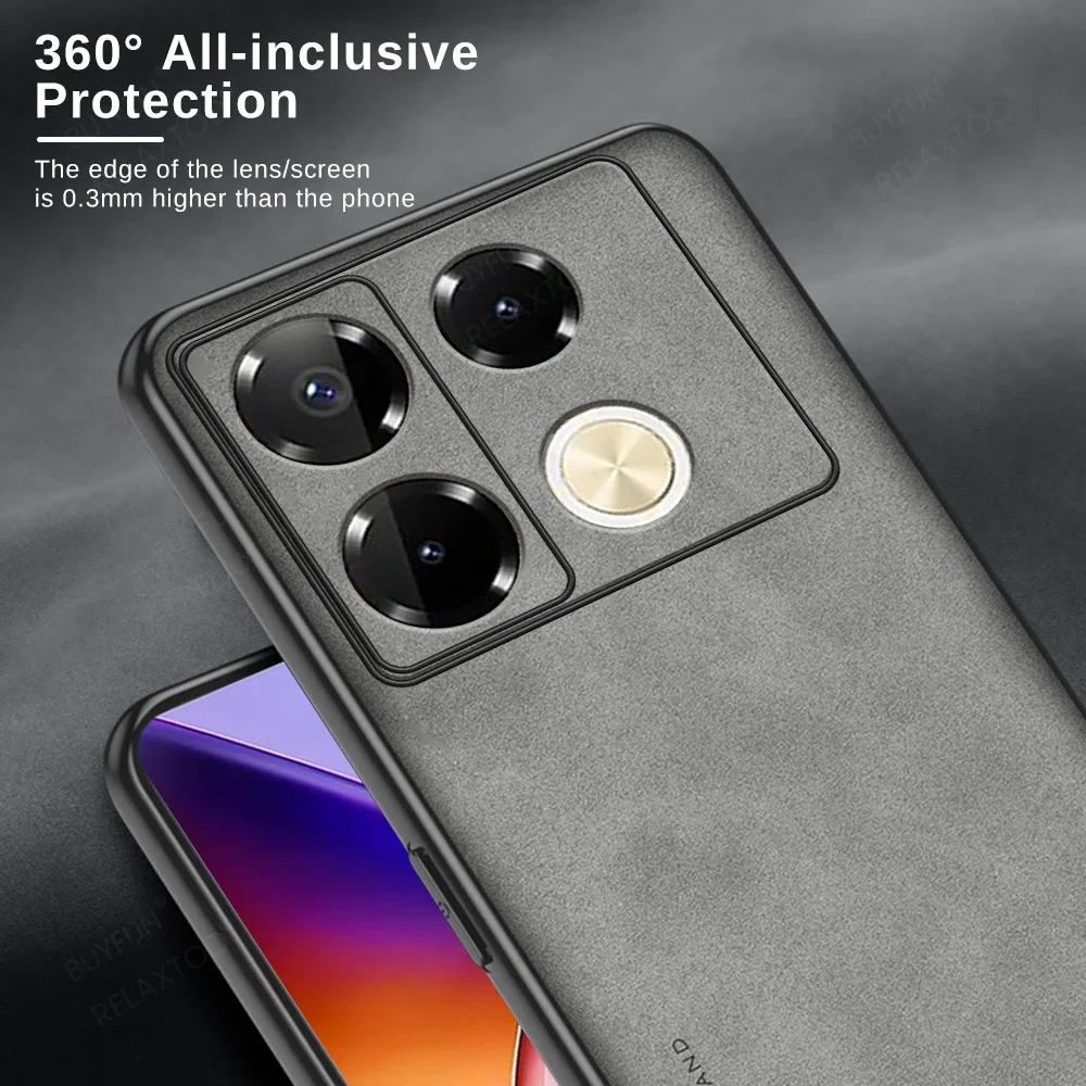 For Infinix Note 40 Pro 4G 5G TPU Soft Frame Protect Sheepskin Leather Case For Infini Note40 Not 40 Pro 40Pro Plus Pro+ 5G