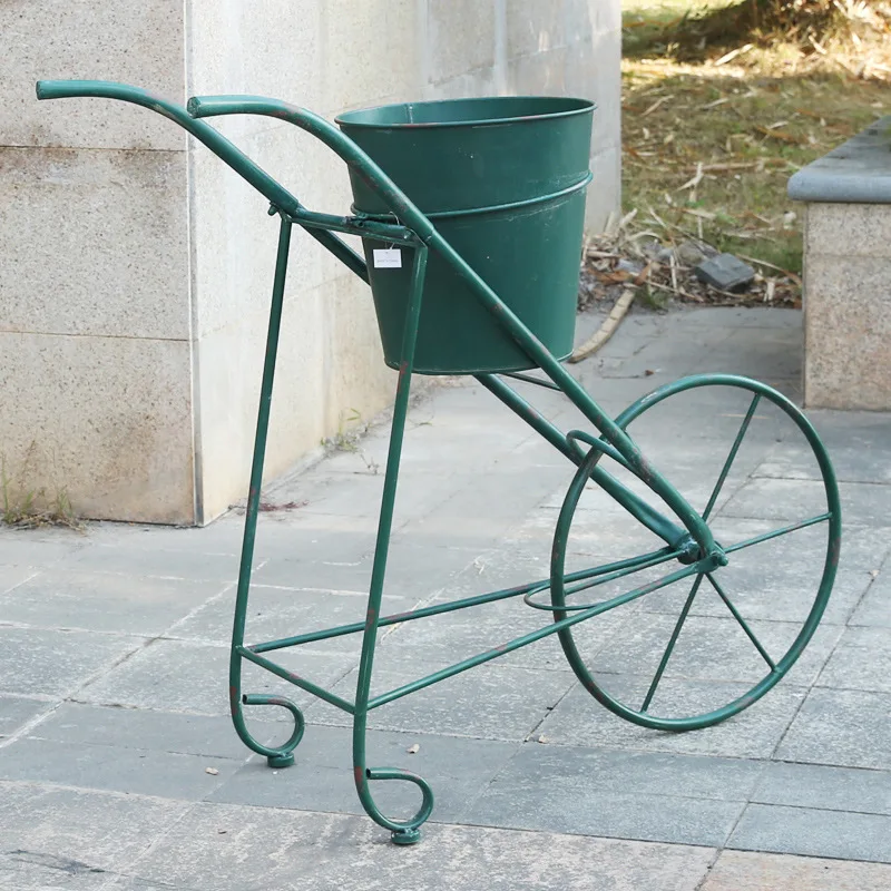 

Подставка для цветов в европейском стиле, старинная тележка-подставка для цветов, декоративный элемент для двора и сада, напольная подставка для растений на открытом воздухе.