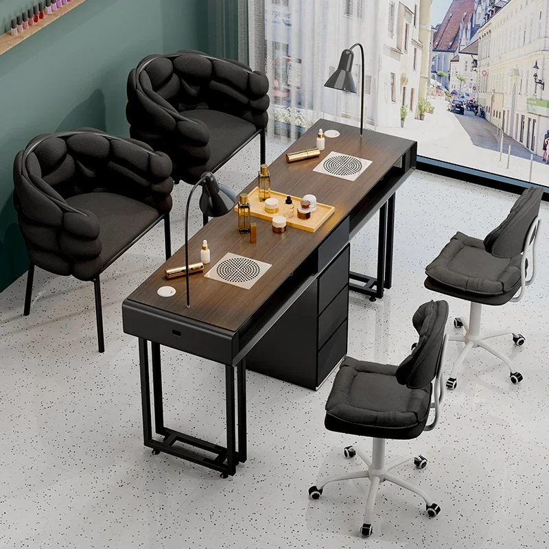 طاولة أظافر أوروبية مدمجة، منظم كبير، محطة طاولة أظافر، أثاث فريد من نوعه من Mesinha De Manicure