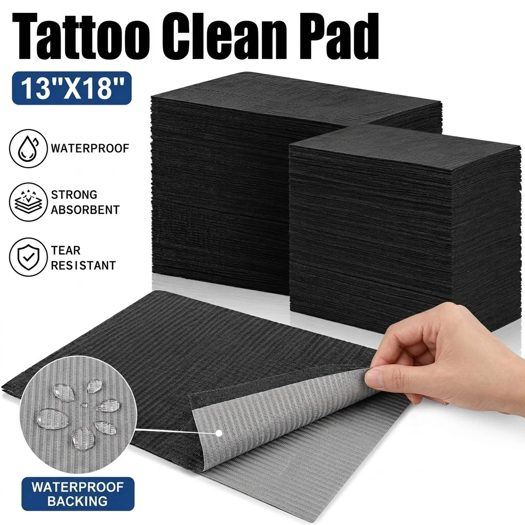 5/15/30/50/125pcs Tattoo Clean Pad Disposable Waterproof Tattoo Bibs Black Table Covers Cleaning Dental Bibs Tattoo Accessories